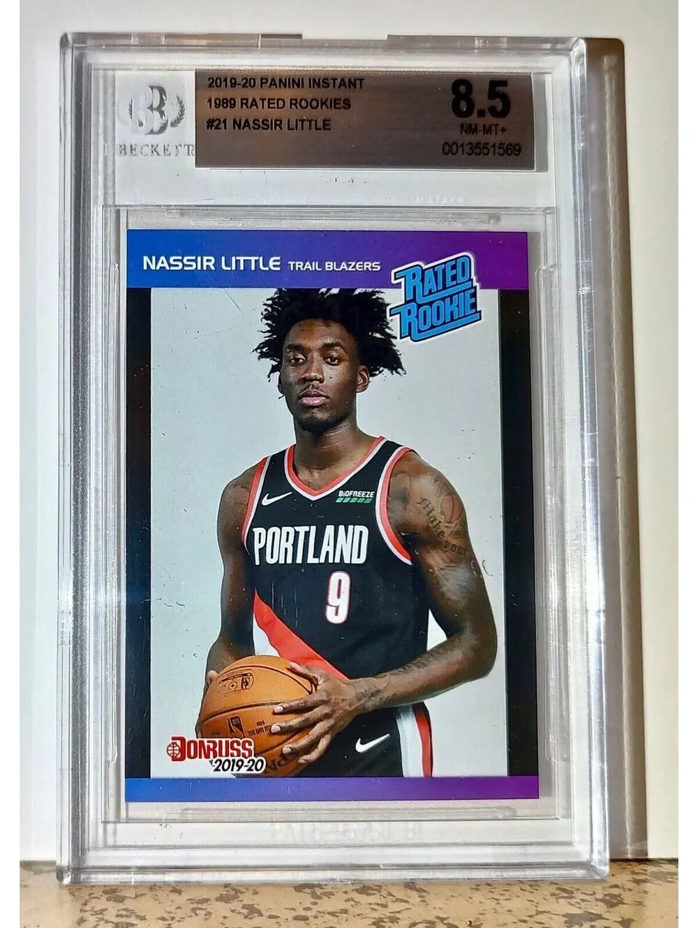 Nassir Little 2019-20 Panini NBA #21 Rated Rookies 1/3431 BGS 8.5 Trail Blazers